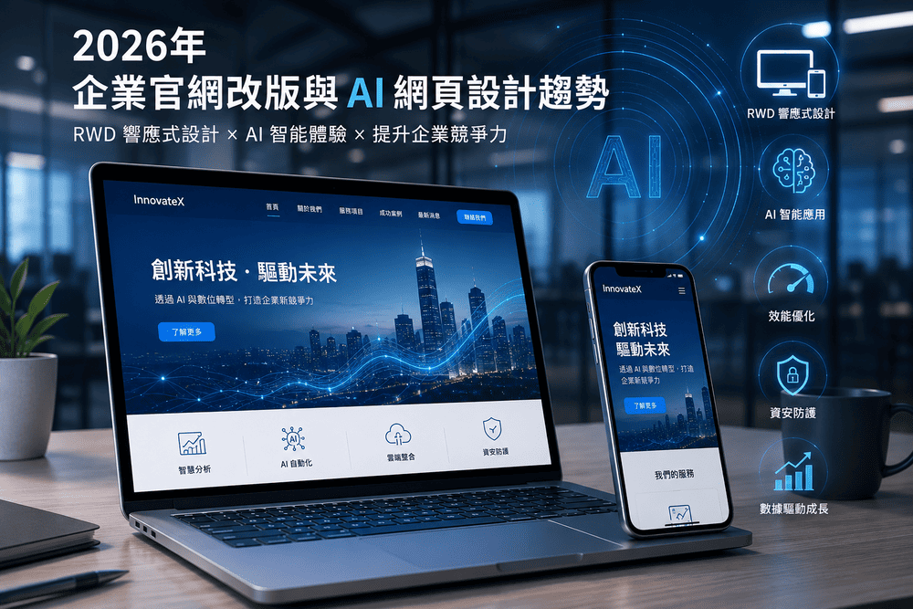 2026年企業官網改版與AI網頁設計趨勢圖
